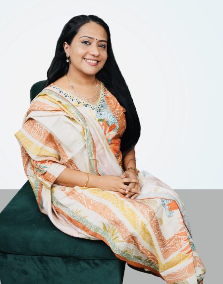 Floral V-neck salwar suit with bead and thread work and matching floral dupatta